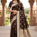 Premium Brown Banarasi Silk Saree Zari Weaving for Women