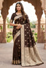 Premium Brown Banarasi Silk Saree Zari Weaving for Women