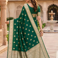 Grateful Bottle Green Banarasi Silk Saree with Zari Weaving for Women