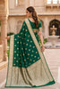 Grateful Bottle Green Banarasi Silk Saree with Zari Weaving for Women
