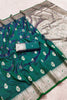 Grateful Bottle Green Banarasi Silk Saree with Zari Weaving for Women