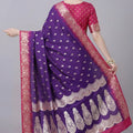 Elegant Purple Banarasi Silk Saree Zari Weaving for Women