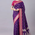 Elegant Purple Banarasi Silk Saree Zari Weaving for Women