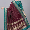 Premium Maroon Banarasi Silk Saree Zari Weaving for Women