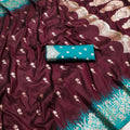 Premium Maroon Banarasi Silk Saree Zari Weaving for Women