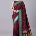 Premium Maroon Banarasi Silk Saree Zari Weaving for Women