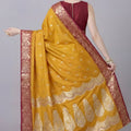 Grateful Mustard Yellow Banarasi Silk Saree Zari Weaving for Women