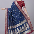 Royal Navy Blue Banarasi Silk Saree Zari Weaving Women