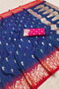 Royal Navy Blue Banarasi Silk Saree Zari Weaving Women