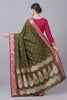 Graceful Olive Green Banarasi Silk Saree Zari Weaving for Women