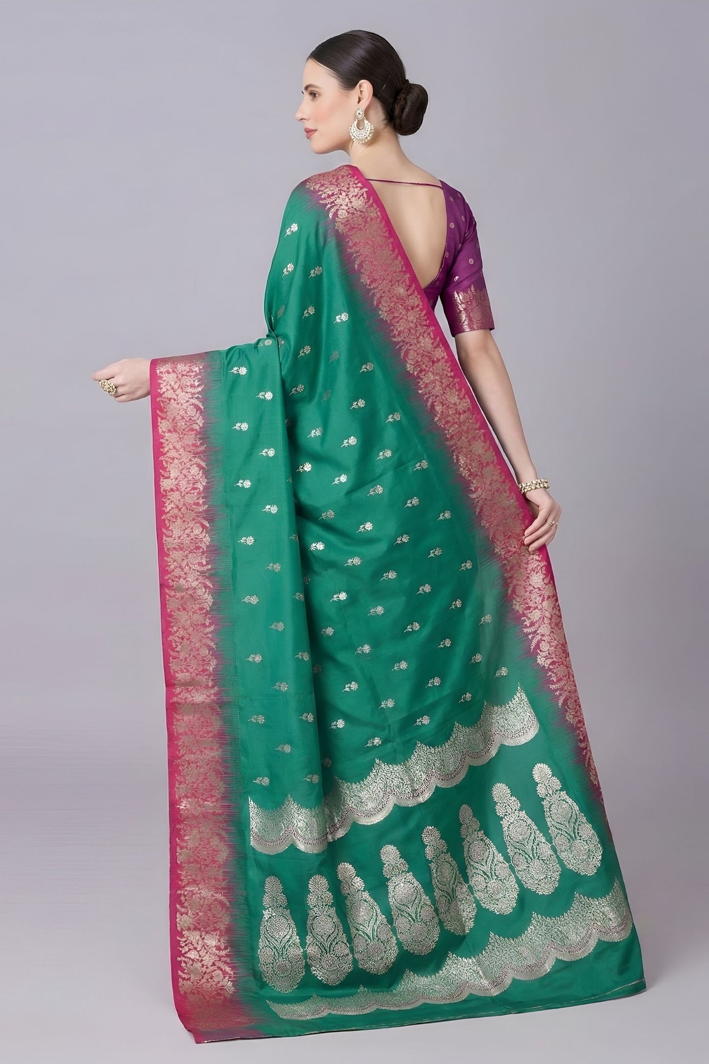 Vibrant Green Banarasi Silk Saree Zari Weaving for Women