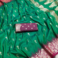 Vibrant Green Banarasi Silk Saree Zari Weaving for Women