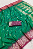 Vibrant Green Banarasi Silk Saree Zari Weaving for Women