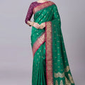 Vibrant Green Banarasi Silk Saree Zari Weaving for Women
