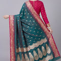 Lovely Teal Green Banarasi Silk Saree Zari Weaving for Women