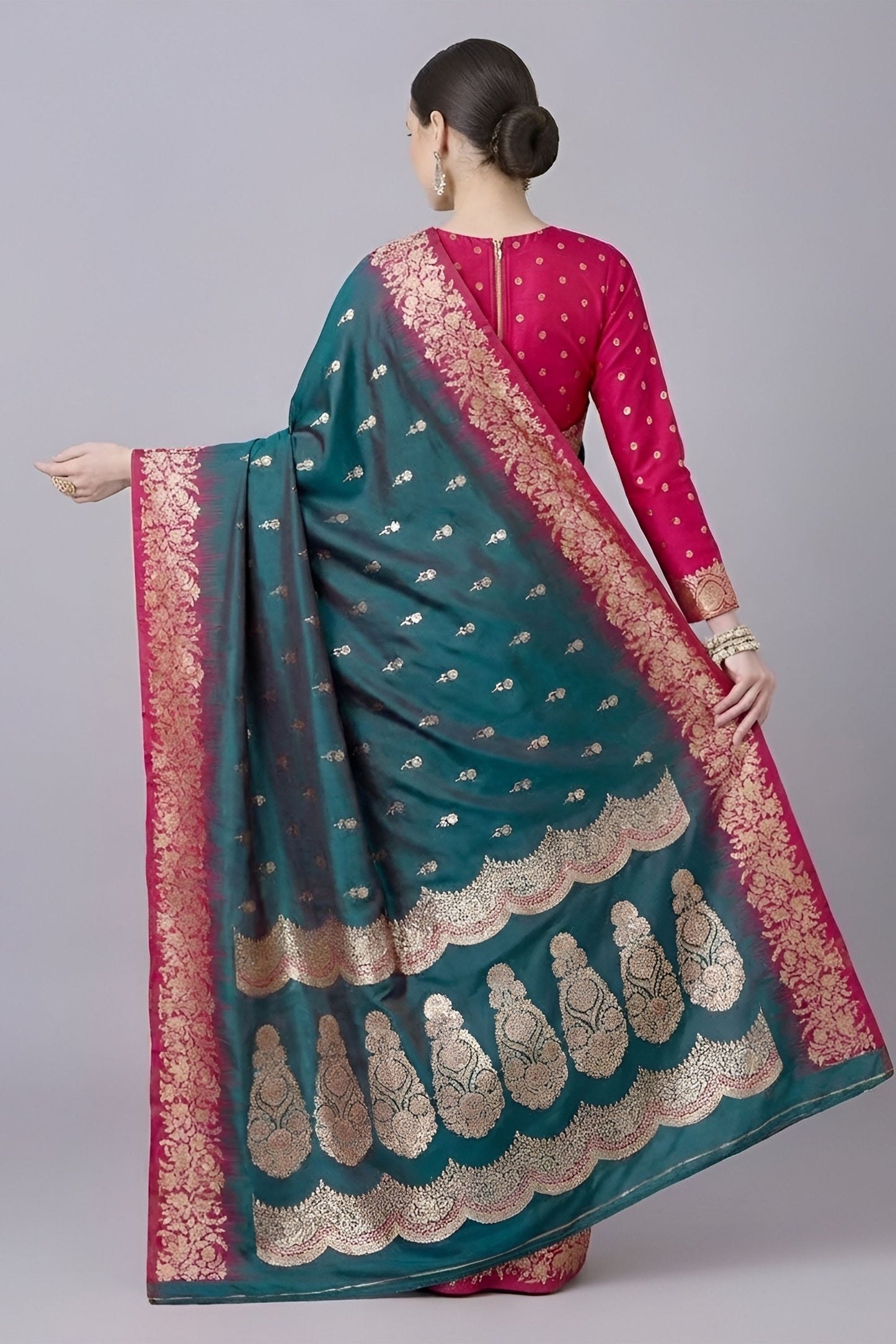 Lovely Teal Green Banarasi Silk Saree Zari Weaving for Women