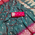 Lovely Teal Green Banarasi Silk Saree Zari Weaving for Women