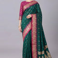 Lovely Teal Green Banarasi Silk Saree Zari Weaving for Women