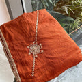 Premium Rust Orange Crush Rangoli Silk Saree Beads Embroidery Work for Women