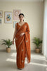 Premium Rust Orange Crush Rangoli Silk Saree Beads Embroidery Work for Women