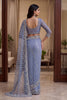Stunning Blue Net Saree with Beads  Pearls Embroidery Work for Women