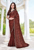 Premium Brown Fendy Satin Silk Heavy Hand Work Saree for Women