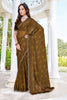 Premium Olive Green Fendy Satin Silk Heavy Hand Work Saree for Women