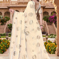 Premium Cream Fendy Silk Heavy Hand Work Saree for Women