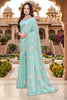 Stylish Sea Green Fendy Silk Heavy Hand Work Saree for Women
