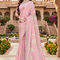Grateful Light Pink Fendy Silk Heavy Hand Work Saree for Women