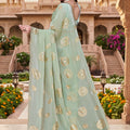 Graceful Mint Green Fendy Silk Heavy Hand Work Saree for Women