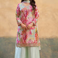 Graceful Pastel Green Chinon Thread Embroidery Work Kurta Palazzo Set for Women