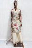 Premium Off White Chinon Thread Embroidery Work Kurta Palazzo Set for Women