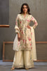 Premium Off White Chinon Thread Embroidery Work Kurta Palazzo Set for Women