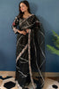 Premium Black Net Saree with Sequin Embroidery Work for Women
