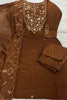 Elegant Brown Marina Silk Embroidery Hand Work Kurta Pant Set for Women
