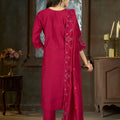 Beautiful Rani Pink Marina Silk Embroidery Hand Work Kurta Pant Set for Women