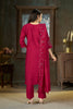Beautiful Rani Pink Marina Silk Embroidery Hand Work Kurta Pant Set for Women