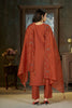 Premium Rust Orange Marina Silk Embroidery Hand Work Kurta Pant Set for Women