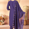 Royal Purple Marina Silk Embroidery Hand Work Kurta Pant Set for Women