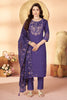 Royal Purple Marina Silk Embroidery Hand Work Kurta Pant Set for Women