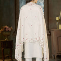 Stylish White Marina Silk Embroidery Hand Work Kurta Pant Set for Women