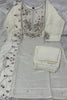 Stylish White Marina Silk Embroidery Hand Work Kurta Pant Set for Women