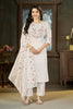 Stylish White Marina Silk Embroidery Hand Work Kurta Pant Set for Women