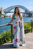 Stylish White Satin Silk Digital Print Embroidery Work Lace Border Saree for Women