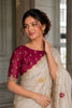 Elegant White Fendy Satin Silk Saree Embroider Cutwork Border for Women