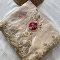 Elegant White Fendy Satin Silk Saree Embroider Cutwork Border for Women