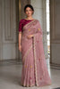 Beautiful Pink Fendy Satin Silk Saree Embroidery Cutwork Border for Women