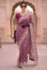 Elegant Mauve Pure Gabana Silk Saree with Embroidery Cutwork for Women