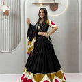 Stunning Black Multicolor Cotton Gota Patti Work Designer Lehenga Choli with Dupatta for Women